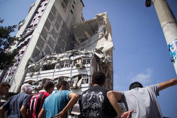 Imagen de un edificio destruido en Gaza. Foto: Basel Yazouri.