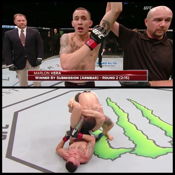 Imágenes del momento de la victoria del 'Chito' en la UFC.